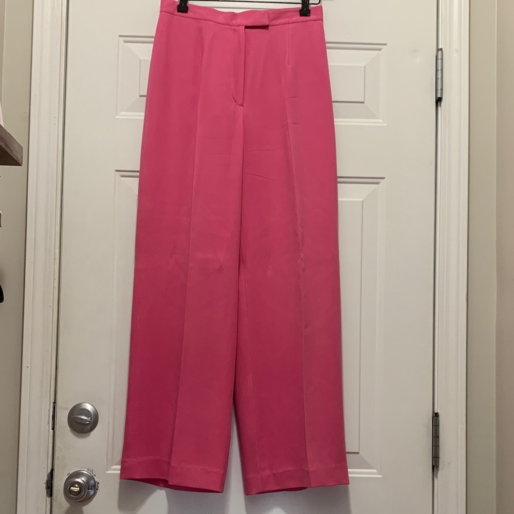 STUNNING Ralph Lauren 100% Silk Hot Pink Wide-Leg Trousers - Size 8
